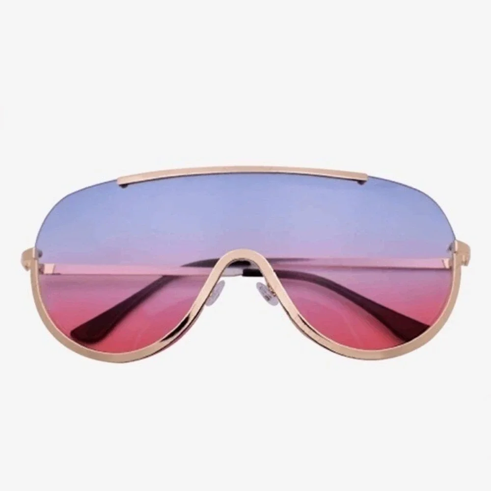 Shield Sunglasses Fashion Beach Paty Rapper‎ Lentes Gafas Gold Frame Men HipHop